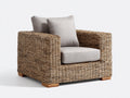 Sillones de ratán - estructura trenzada 94 x 90 x 85 cm - marrón-gris claro - diseño moderno con reposabrazos anchos