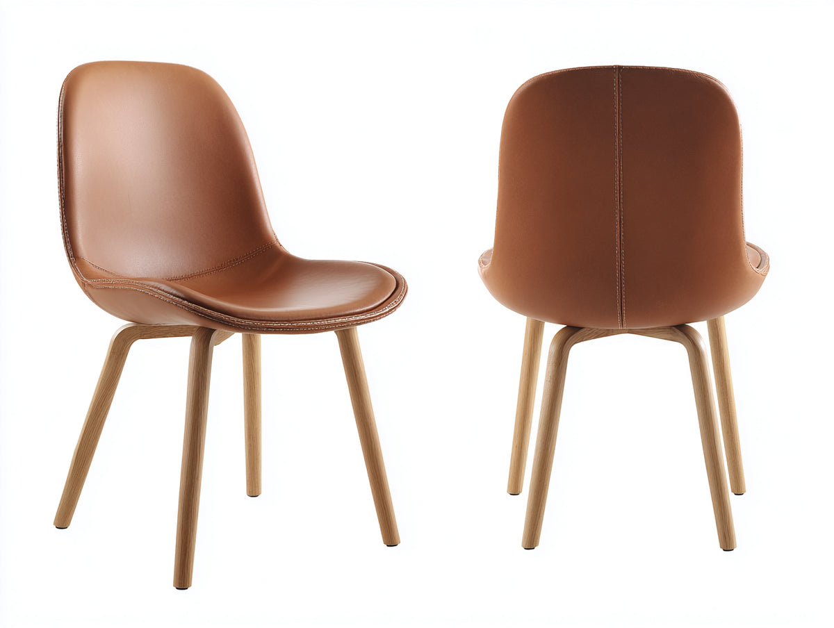 Sillas de comedor de cuero 50x55x85 cm - marrón - diseño moderno para comedor