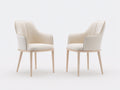 Sillas de comedor tapizadas 58x60x86 cm - blanco-madera natural - diseño contemporáneo con reposabrazos para comedor