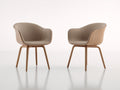 Sillas de comedor tapizadas en cuero 62x60x82 cm - Beige-Madera natural - Diseño moderno con reposabrazos envolventes
