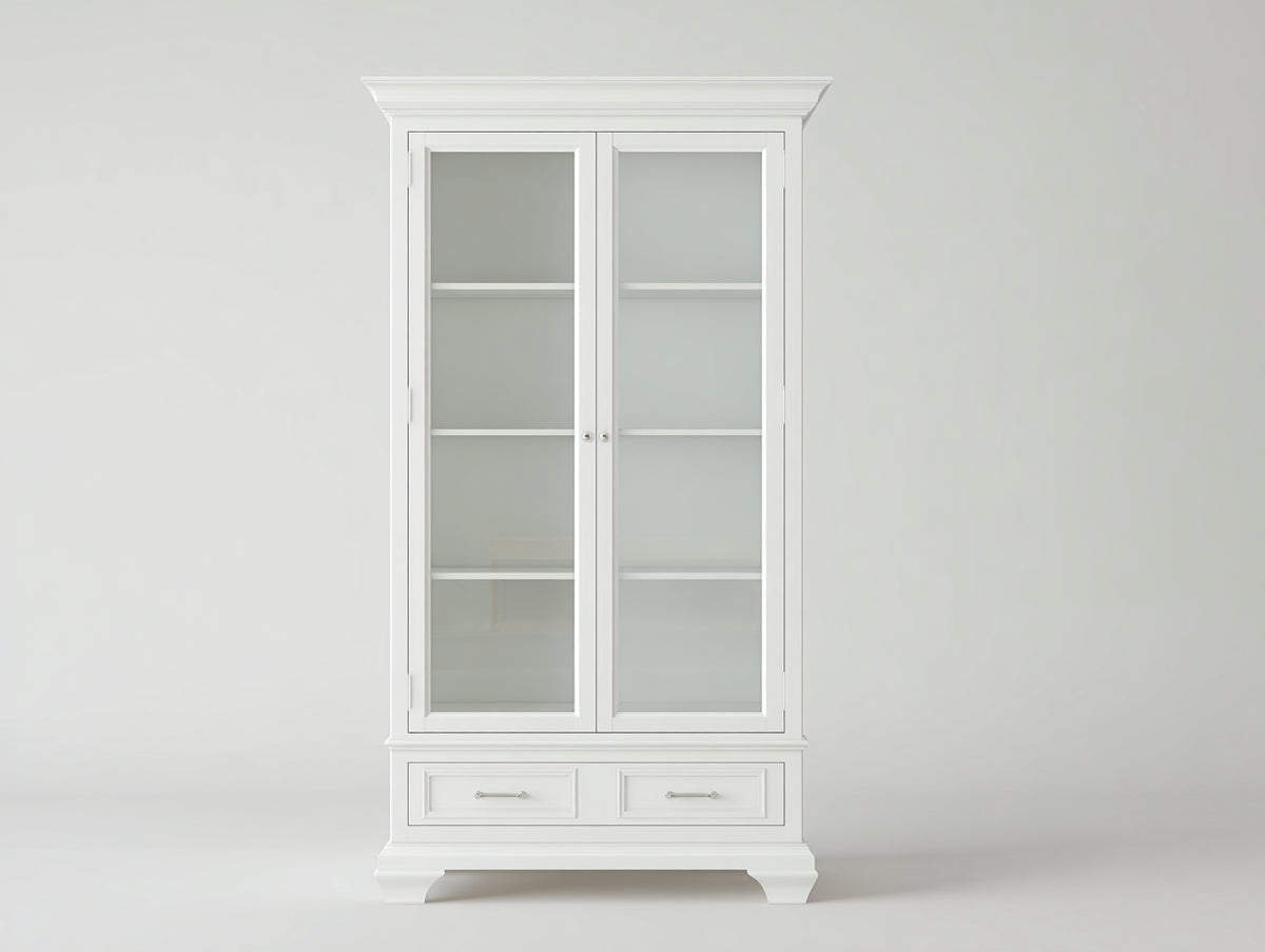 Vitrina de madera 100x40x180 cm - blanco - con puertas de cristal para salón