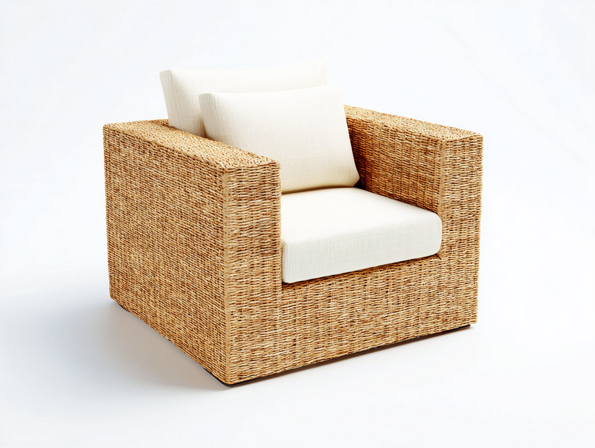 Sillones de ratán 90x85x75 cm - marrón claro - diseño natural para exterior