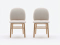 Sillas de comedor - juego de 2 sillas tapizadas 49 x 55 x 85 cm - beige-madera natural - diseño moderno con respaldo redondeado