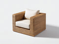 Sillones de ratán 92x88x80 cm - marrón claro-blanco - diseño contemporáneo con asiento acolchado para salón y terraza cubierta