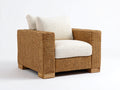 Sillón de ratán natural 90x86x80 cm - Marrón miel y crema - Asiento acolchado y diseño envolvente
