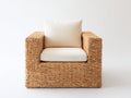 Sillones de ratán 90x86x81 cm - marrón claro-blanco - diseño contemporáneo con asiento acolchado para salón y terraza cubierta