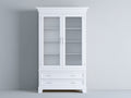Vitrina de madera 110x45x195 cm - blanco - diseño clásico con 2 puertas de cristal y 2 cajones para salón y comedor