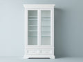 Vitrina de 2 puertas de vidrio y 2 cajones 100x42x190 cm - Blanco - Estantes interiores y diseño clásico