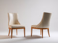 Sillas de comedor tapizadas en cuero 50x58x92 cm - Beige-Madera natural - Diseño moderno con respaldo alto