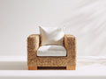 Sillones de ratán - estructura trenzada 90 x 86 x 84 cm - marrón claro-beige - diseño moderno con reposabrazos anchos