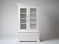Vitrina - estructura de madera 100 x 45 x 190 cm - blanco - diseño clásico con 2 puertas de vidrio y 2 cajones