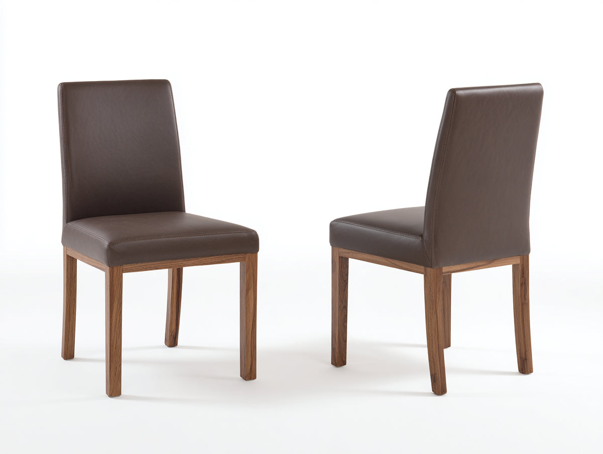 Sillas de comedor tapizadas 47x56x91 cm - marrón oscuro-madera natural - diseño contemporáneo con respaldo alto para comedor
