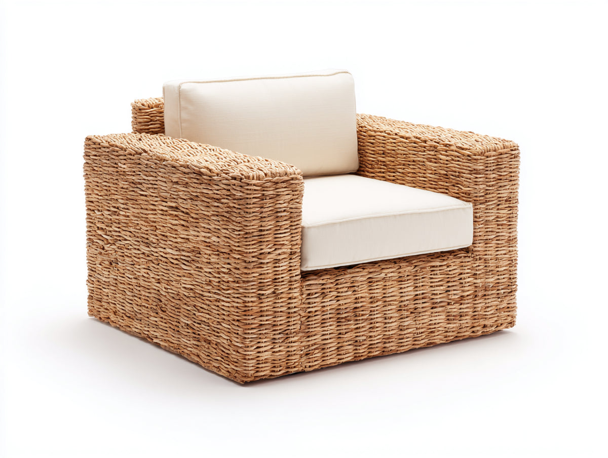 Sillones de ratán 95x85x75 cm - marrón claro - diseño natural para exterior